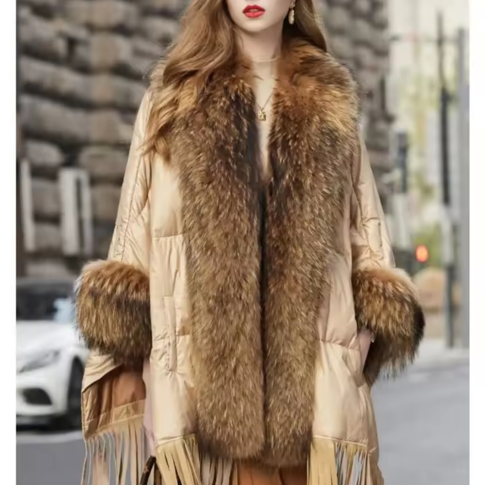 Goose Down Down Coat Trend Fashion American Women Winter Jacket Real Rac… - Picture 2 of 7